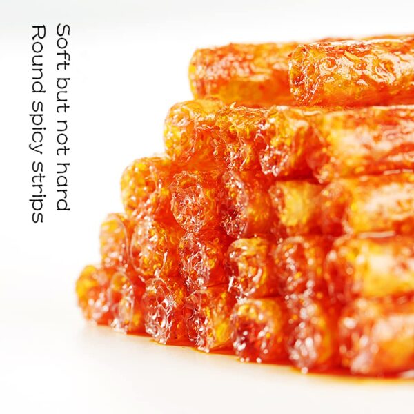 Spicy Strips - Spicy Gluten Latiao, Chinese Special Casual Snack Food, Made From Wheat/Chili/Spice, Low Sugar and Low Calories, Best Vegan, 78g (Pack of 2) - Image 3