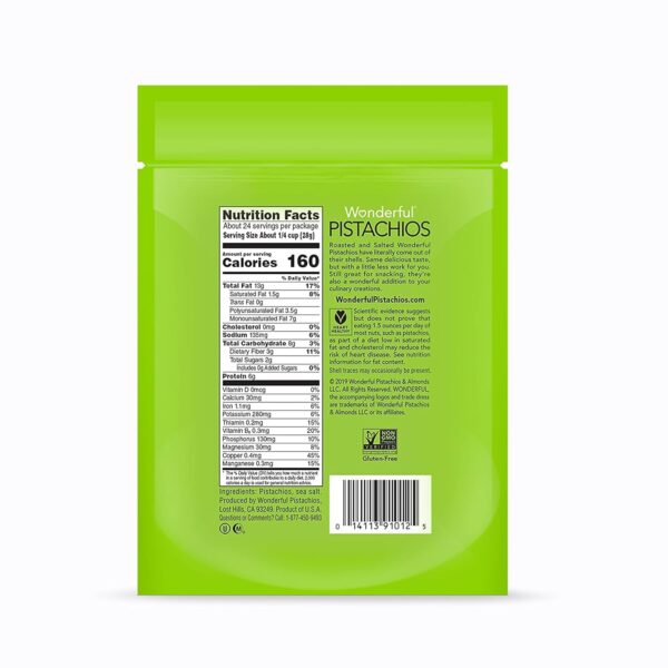 Wonderful Pistachios No Shells, Roasted & Salted Nuts, 24 Ounce Resealable Bag, Protein Snacks, Gluten Free, Healthy Snack - Image 6