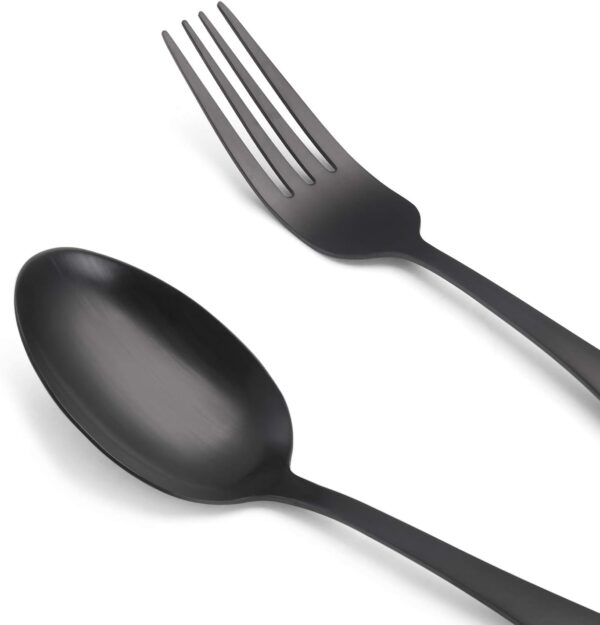 Matte Black Silverware Set, Satin Finish 20-Piece Stainless Steel Flatware set, Tableware Cutlery Set Service for 4, Utensils for Kitchens, Dishwasher Safe - Image 3