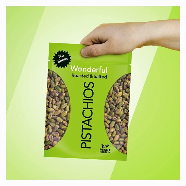 Wonderful Pistachios No Shells, Roasted & Salted Nuts, 24 Ounce Resealable Bag, Protein Snacks, Gluten Free, Healthy Snack - Image 5