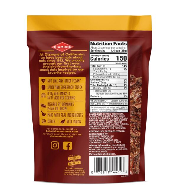 Diamond of California Pecan Pie Pecan Nuts, 3.25 oz. - Image 2