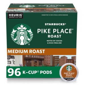 Starbucks K-Cup Coffee Pods, Medium Roast Coffee, Pike Place Roast for Keurig Brewers, 100% Arabica, 4 boxes (96 pods total