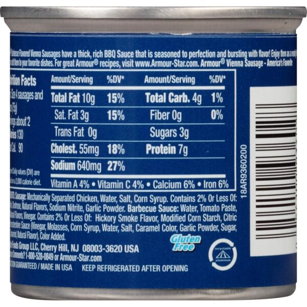 Armour Star Vienna Sausage, Barbecue Flavored, Canned Sausage, 4.6 OZ (Pack of 24) - Image 3