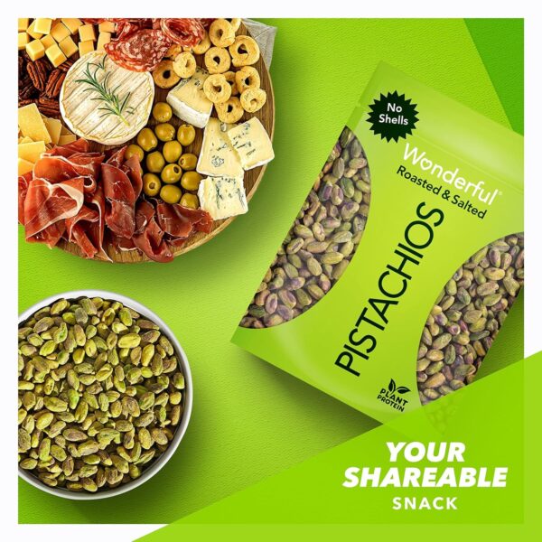 Wonderful Pistachios No Shells, Roasted & Salted Nuts, 24 Ounce Resealable Bag, Protein Snacks, Gluten Free, Healthy Snack - Image 3