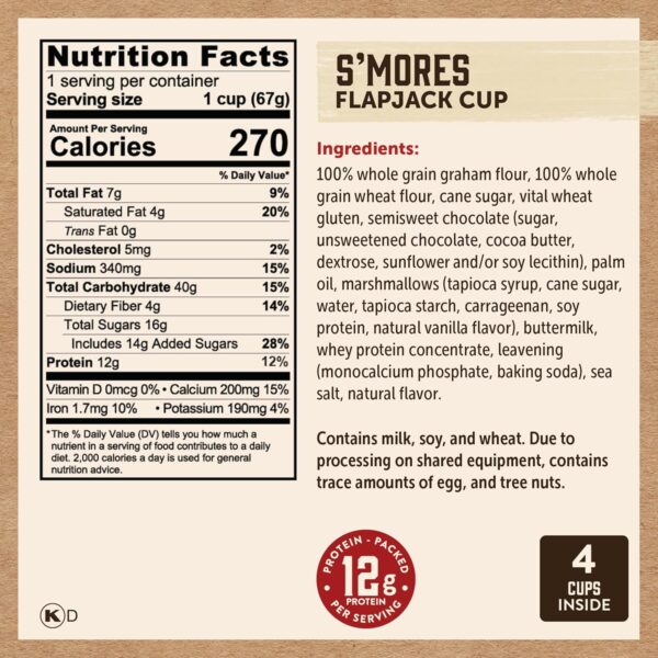 Kodiak Cakes Protein Pancake On The Go Flapjack Cups Mix; Buttermilk, Chocolate Chip, & S’mores Variety Pack - Image 5