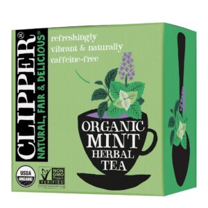 Clipper Tea Mint Herbal Teabags – Caffeine Free, USDA Organic, Great Hot or Iced – Refreshing, Natural, Fair & Delicious – 50 Tea Bags