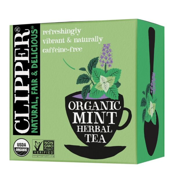Clipper Tea Mint Herbal Teabags – Caffeine Free, USDA Organic, Great Hot or Iced – Refreshing, Natural, Fair & Delicious – 50 Tea Bags