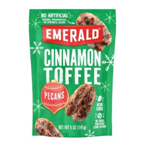 Emerald Nuts Cinnamon Toffee Pecans (1-Pack) | 5oz Resealable Bag | Kosher Dairy Certified, Non-GMO, Contains No Artificial Preservatives, Flavors or Synthetic Colors